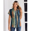 Zeagoo Womens Tops Short Sleeve Shirt Button Down V Neck Casual Blouse 2026(Stripe1)