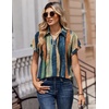 Zeagoo Womens Tops Short Sleeve Shirt Button Down V Neck Casual Blouse 2026(Stripe1)