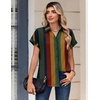 Zeagoo Womens Tops Short Sleeve Shirt Button Down V Neck Casual Blouse 2026(Stripe2)