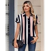 Zeagoo Womens Tops Short Sleeve Shirt Button Down V Neck Casual Blouse 2026(Stripe3)