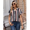 Zeagoo Womens Tops Short Sleeve Shirt Button Down V Neck Casual Blouse 2026(Stripe3)