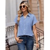 Zeagoo Womens Tops Short Sleeve Shirt Button Down V Neck Casual Blouse 2026(Stripe4)