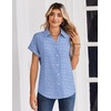 Zeagoo Womens Tops Short Sleeve Shirt Button Down V Neck Casual Blouse 2026(Stripe4)