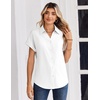 Zeagoo Womens Tops Short Sleeve Shirt Button Down V Neck Casual Blouse 2026(White)