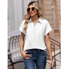 Zeagoo Womens Tops Short Sleeve Shirt Button Down V Neck Casual Blouse 2026(White)