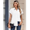 Zeagoo Womens Tops Short Sleeve Shirt Button Down V Neck Casual Blouse 2026(White)