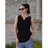 Zeagoo Womens Tops Summer Pleated Sleeveless Tank Top(Black)