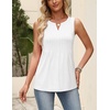 Zeagoo Womens Tops Summer Pleated Sleeveless Tank Top(White)