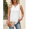 Zeagoo Womens Tops Summer Pleated Sleeveless Tank Top(White)