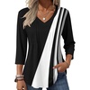 Zeagoo 3/4 Length Sleeve Womens Tops V Neck Pleated Boho Floral Blouses(Boho Jh540)