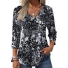 Zeagoo 3/4 Length Sleeve Womens Tops V Neck Pleated Boho Floral Blouses(Multicolor 273)