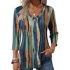 Zeagoo 3/4 Length Sleeve Womens Tops V Neck Pleated Boho Floral Blouses(Multicolor 289)