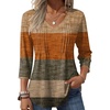 Zeagoo 3/4 Length Sleeve Womens Tops V Neck Pleated Boho Floral Blouses(Striped 398)