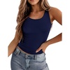 Zeagoo Women’s Double Lined Square Neck Tank Top Sleeveless Basic Crop Tops(Navy Blue)