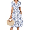 White Blue Floral