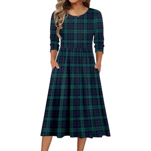 Zeagoo 3/4 Sleeve Women’s Dress Casual Aline Summer Fall Midi Long Dresses(Gw563)