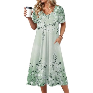 Zeagoo Summer Casual Dress for Womens Floral Midi Sundress with Pockets(Floral Printed-6)