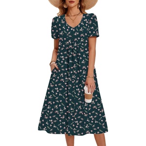 Zeagoo Summer Casual Dress for Womens Floral Midi Sundress with Pockets(Floral-66)