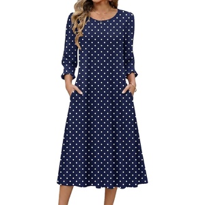 Zeagoo Summer Dresses for Women 2026 3/4 Sleeve Dress for Women Floral Midi Dresses for Casual Womens Dresses with Pockets(C-floral-jh379-new)