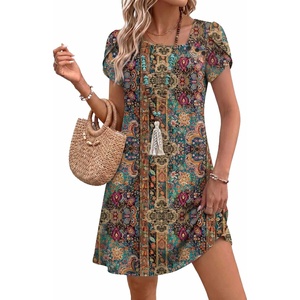 Zeagoo Summer Dresses for Women 2026 Sundress Short Petal Sleeve Dress with Pockets Floral Dresses for Casual(A-floral-mz721)