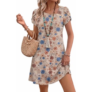 Zeagoo Summer Dresses for Women 2026 Sundress Short Petal Sleeve Dress with Pockets Floral Dresses for Casual(Floral-sf170)
