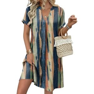 Zeagoo Summer Dresses for Women Shift Dress Casual Mini Vacation Sundress(Khaki Tie Dye)