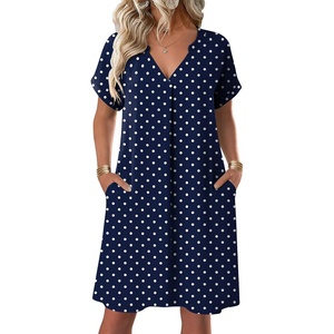 Zeagoo Summer Dresses for Women Shift Dress Casual Mini Vacation Sundress(Navy Dot)