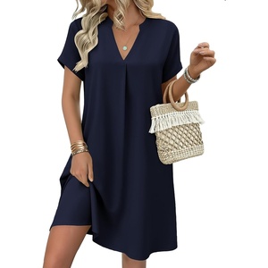 Zeagoo Summer Dresses for Women Shift Dress Casual Mini Vacation Sundress(Solid Navy)