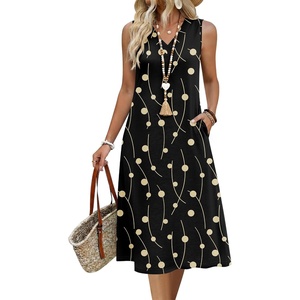 Zeagoo Sundresses Dresses for Women 2026 Summer Sleeveless V Neck Casual Midi Tank Beach Vacation Dresses with Pockets(Jh601)