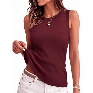 Zeagoo Tank Top for Women 2026 Loose Fit Casual Knit Fall Sweaters(Wine Red)