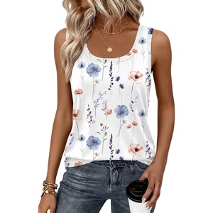 Zeagoo Tank Top for Women Summer Loose Fit Casual Flowy Sleeveless Tops Trendy Scoop Neck Basic Shirts Tee 2026(Bf290-floral White)