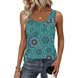 Zeagoo Tank Top for Women Summer Loose Fit Casual Flowy Sleeveless Tops Trendy Scoop Neck Basic Shirts Tee 2026(Mz858-green Bohemian)
