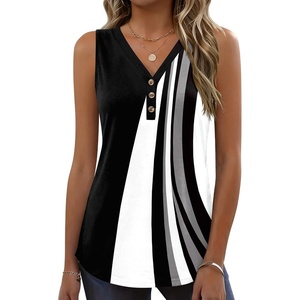 Zeagoo Tank Tops for Women 2026 Summer Top Henley Shirts Dressy Casual Loose Fit V-Neck Button Down Sleeveless Tshirt Blouse(Jh540)