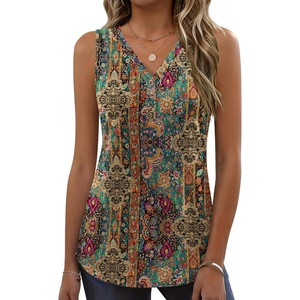 Zeagoo Tank Tops for Women 2026 Summer Top Henley Shirts Dressy Casual Loose Fit V-Neck Button Down Sleeveless Tshirt Blouse(Mz721)