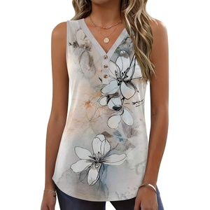 Zeagoo Tank Tops for Women 2026 Summer Top Henley Shirts Dressy Casual Loose Fit V-Neck Button Down Sleeveless Tshirt Blouse(Sf311)