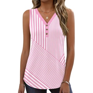 Zeagoo Tank Tops for Women 2026 Summer Top Henley Shirts Dressy Casual Loose Fit V-Neck Button Down Sleeveless Tshirt Blouse(Tz300)