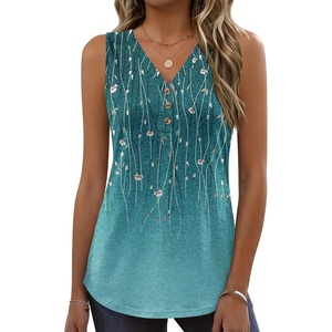 Zeagoo Tank Tops for Women 2026 Summer Top Henley Shirts Dressy Casual Loose Fit V-Neck Button Down Sleeveless Tshirt Blouse(Xh363)