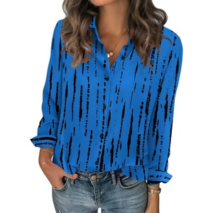 Zeagoo Women Blouses Chiffon Long Sleeve Button Down Shirts Business Tops(Blue Black)