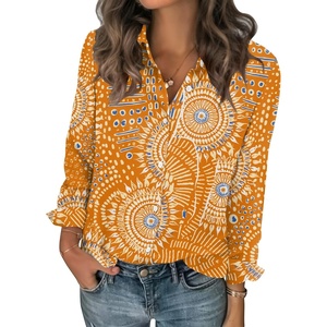 Zeagoo Women Blouses Chiffon Long Sleeve Button Down Shirts Business Tops(Mandala Pattern)