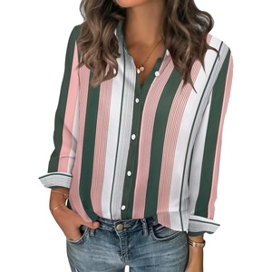 Zeagoo Women Blouses Chiffon Long Sleeve Button Down Shirts Business Tops(Multicolor Stripes)
