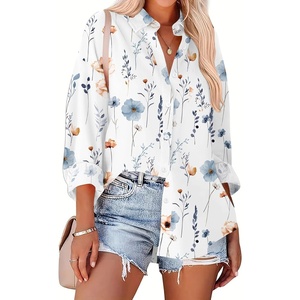 Zeagoo Women Button Down Shirts Oversized Long Sleeve Blouses with Pocket(Bf290)