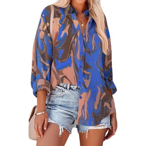 Zeagoo Women Button Down Shirts Oversized Long Sleeve Blouses with Pocket(Cx346)