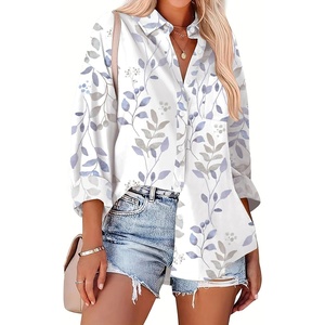 Zeagoo Women Button Down Shirts Oversized Long Sleeve Blouses with Pocket(Sp106)