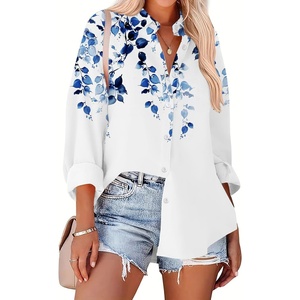Zeagoo Women Button Down Shirts Oversized Long Sleeve Blouses with Pocket(Wf41)