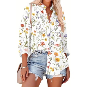 Zeagoo Women Button Down Shirts Oversized Long Sleeve Blouses with Pocket(Xh403)