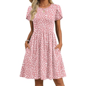 Zeagoo Women Summer Dress 2026 Short Sleeve Aline Mini Dresses with Pockets Casual Swing Tshirt Dress Vocation Beach Sundress(Jh589)