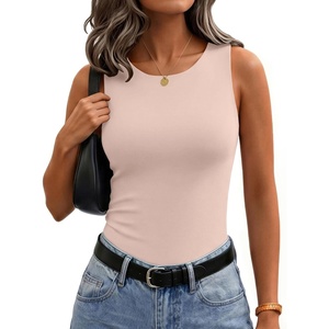 Zeagoo Womens Double Lined Crew Neck Tank Tops Summer Sleeveless Clothes(Champagne)