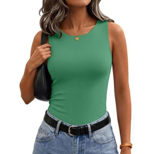 Zeagoo Womens Double Lined Crew Neck Tank Tops Summer Sleeveless Clothes(Green)