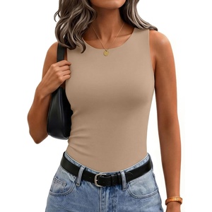 Zeagoo Womens Double Lined Crew Neck Tank Tops Summer Sleeveless Clothes(Nude)