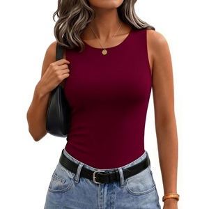 Zeagoo Womens Double Lined Crew Neck Tank Tops Summer Sleeveless Clothes(Wine Red)